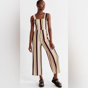 Urban Outfitters Multicolor Vertical-Stripe Wide-Leg Jumpsuit